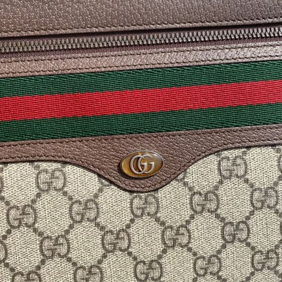 Gucci Ophidia Red Zip Large Clutch Handbag Italy Leather Men Pouch Bag New - Picture 4 of 7